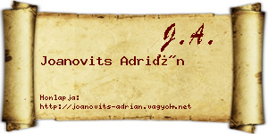 Joanovits Adrián névjegykártya